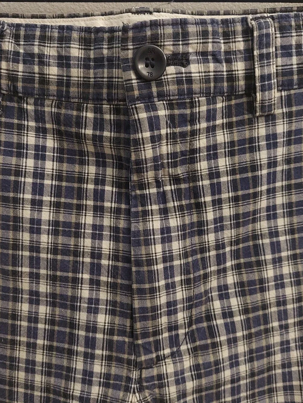 Banana Republic Plaid Flat Front Shorts Men’s Size 32 Blue Gray Casual Preppy